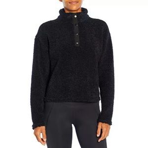 Marika Tyra Snap Placket Sherpa Pullover in Black